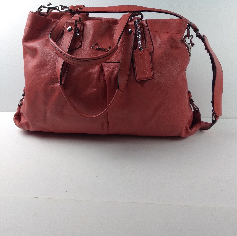 Coach ASHLEY  leather Stachel aHandbag in Coral Pink